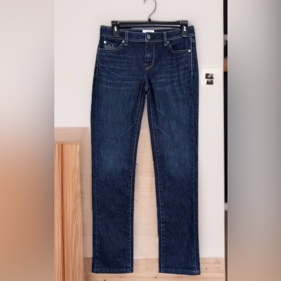 White House Black Market "Blanc" Embroidered Jeans 111459 Ladies Size 4 Straight - Picture 1 of 4